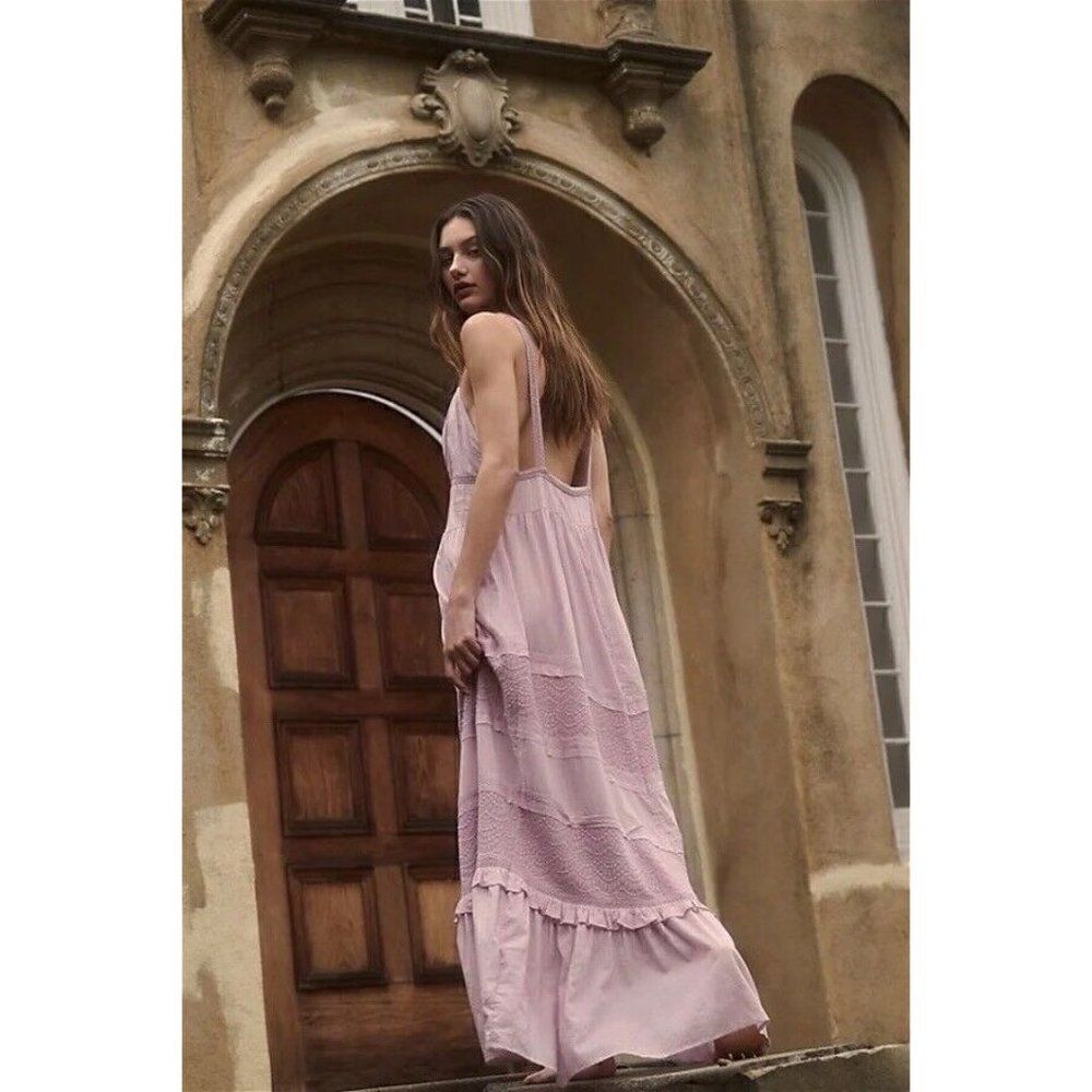 NEW FREE PEOPLE ISABELLA MAXI SLIP TIERED VICTORIAN EMBROIDERED DRESS - Picture 2 of 3